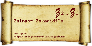 Zsingor Zakariás névjegykártya